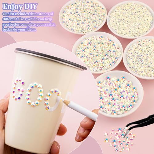 Resin Rhinestones for Crafting with 3Pcs 10ml B7000 Jewelry Glue, 1 Box Beige AB Flatback Gems Crystals Diamond for Bedazzling Crafts DIY Nail Art Makeup, Gems for Clothing Tumblers Shoes