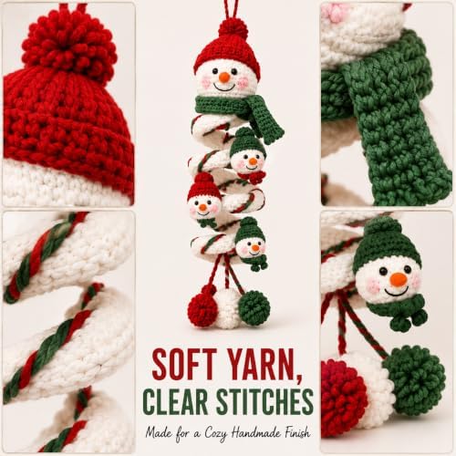 Crochet Snowman Spiral Ornament DIY Kit, Christmas Craft for Adults