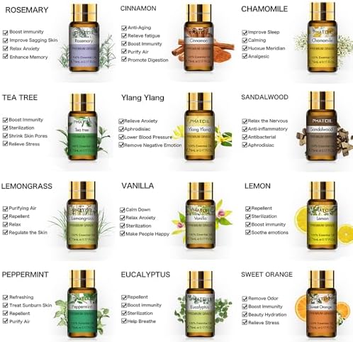PHATOIL Essential Oil Set for Skin Care, Aromatherapy, Diffuser