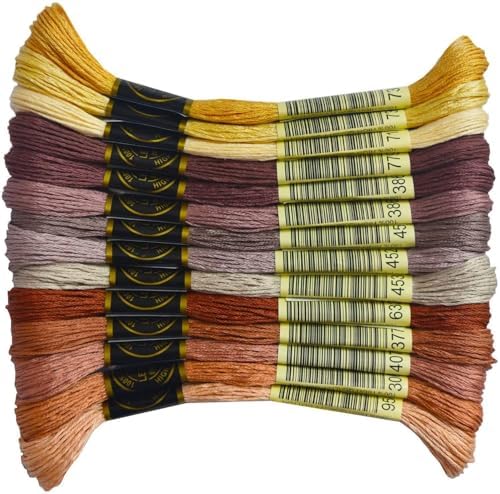 14 Skeins Rainbow Color Embroidery Floss- Cross Stitch Threads - Friendship Bracelets Floss - Crafts Floss, Light Desert Sand Gradient