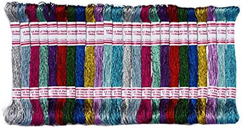 Metallic Embroidery Floss All Purpose Assorted Mix Colours Cross Stitch Tread Set 24 Skeins for Craft Needlework Hand Embroidery Bracelets