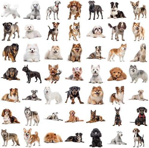 50 Cute Dog Stickers for Scrapbooking, Self-Adhesive Scrapbooking Stickers Supplies Journal Stuffers for Adult Card Making Letters DIY (Dog)