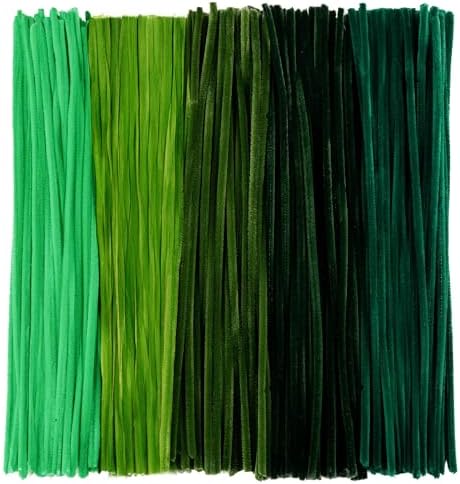 Caydo 200 Pieces Gradient Green Pipe Cleaners, Thick Fluffy Chenille Stems Bulk for Flowers, Animals, Kids Creative Arts & Crafts Making