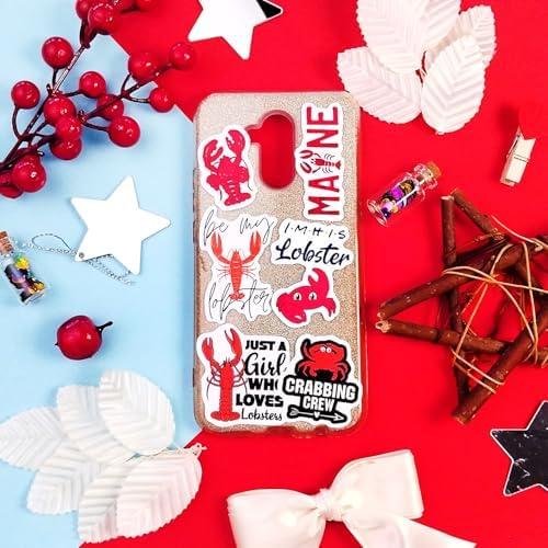 Crab & Lobster Stickers for Water Bottle and Laptop - Marine Life Party Supplies & Decorations, Waterproof Vinyl Sea Creature Decals, Lobster Stickers Laptop Decals, Gifts for Women & Men