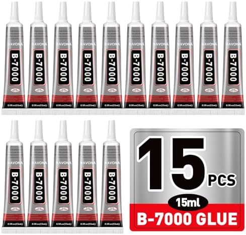 15 PCS 15ml B7000 Rhinestone Glue Clear with Precision Tip, Bedazzling Glue, Multipurpose Super Glues for Nail, Craft, Jewelry Making, Nail Art, DIY, Makeup, Shoes