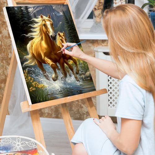 Bowetile Framed Horse Paint by Numbers Kit for Adults, Adults' Paint-by-Number Kits on Canvas, Painting by Numbers Animal, Acrylic Animals Number Painting for Home Wall Decor, 8x12in