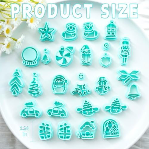 Tainsky 27 Shapes Christmas Polymer Clay Cutters, Winter Clay Cutters for Polymer Clay Jewelry Making