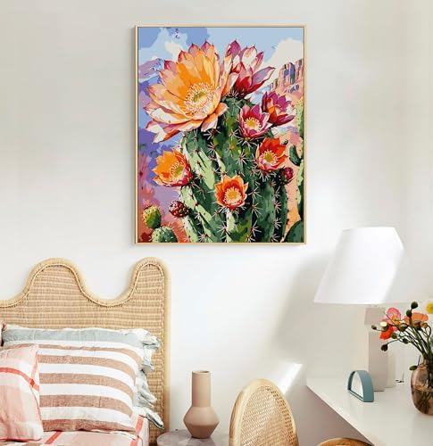 Paint by Numbers Kit for Adults, Cactus DIY Acrylic Canvas Painting Set