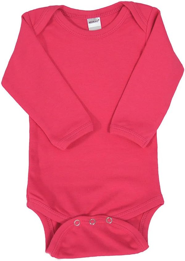 Monag Long Sleeve Baby Bodysuit, Long Sleeve Blank Solid Color Baby One-Piece, 100% Cotton Infant Bodysuit, Creeper