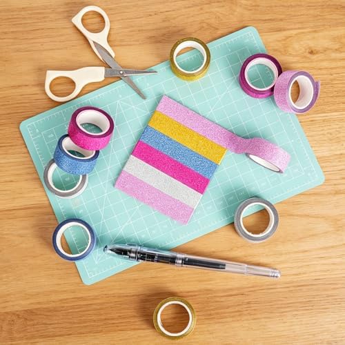 10 Rolls Glitter Washi Tape Set, 15mm x 3m Sparkle Decorative Masking Tape, Premium Adhesive Craft Tape for DIY Scrapbooking, Gift Wrapping, Planners and Art Projects