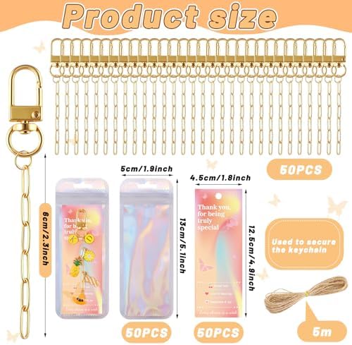 Wurosi 50Set Paperclip Keychain Making Kit with Gift Bags & Thank You Cards