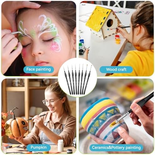 Detail Paint Brushes Set, 10 pcs Miniature Brushes for Fine Detailing