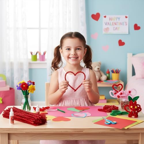 Caydo 200 Pieces Glitter Red Pipe Cleaners