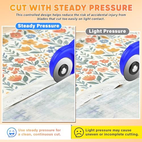 DIYSELF Rotary Cutter for Fabricr, Rolling Cutter with 5 Extra 45mm Blades
