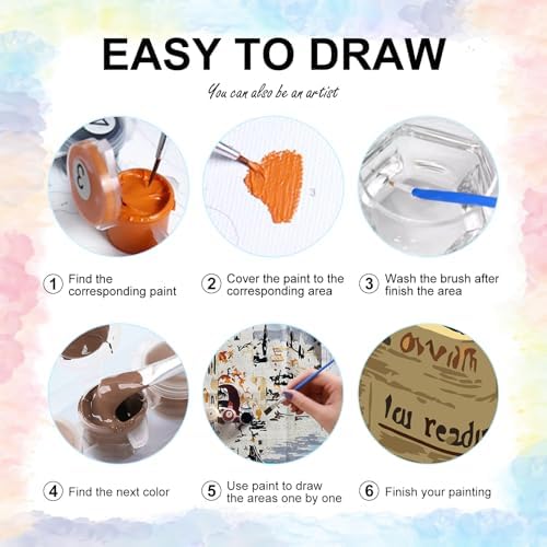 6 Pack Paint by Numbers Kit for Adults Beginner Funny Animals, 10x14 Inch | Animal DIY Acrylic Painting by Numbers, Without Frame Canvas, Stress Relief Craft Kits, For Home Wall Decor Gift
