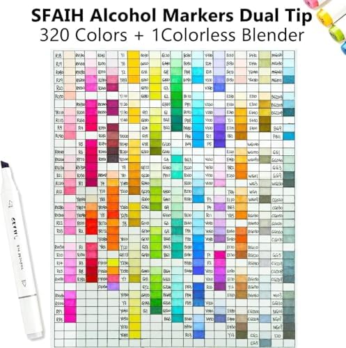 SFAIH Alcohol Markers Brush & Chisel Tip, Complete 321 Color Artist Set | Ultimate Color Master Marker for Illustration Manga Sketching Architecture, Seamless Blending, Reversible Brush, Storage Case