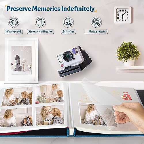 Artfeel Photo Album Self Adhesive Scrapbook,60 Pages Large Photo Book for 4x6,5x7,8x10 Pictures,DIY Album for Baby Wedding Family Travel Birthday,with Metallic Pen and Scraper