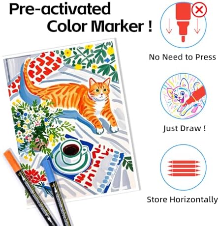 WINSONS 60 Colors Acrylic Paint Markers, Dual Tip with Fine Tip and Brush Tip Pens for Rock Painting Supplies, Canvas, Wood, Calligraphy, Metal, Ceramic, Glass, DIY Crafts Art Supplies Kit