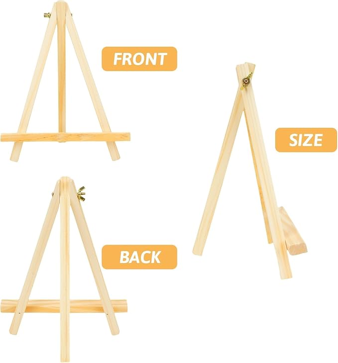 ANDES 9In Wood Tabletop Painting Easels 6 Pack, Arts & Crafts Display Stand