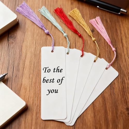 Blank Bookmarks with Colorful Tassels, 30pcs Cardstock Bookmark Blanks Kraft Paper Book Page Mark for DIY Crafts, Painting, School Projects, Gift Tag,6.5 * 2.2Inch
