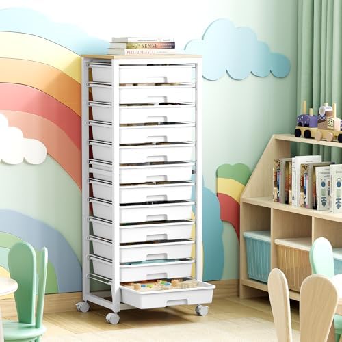 SYKIARIOL Rolling Cart with 12 Drawers,White