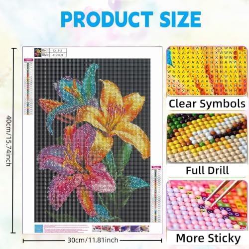 DOTSTART Flower Diamond Art Kits for Adults, Full Drill Round Gem Painting