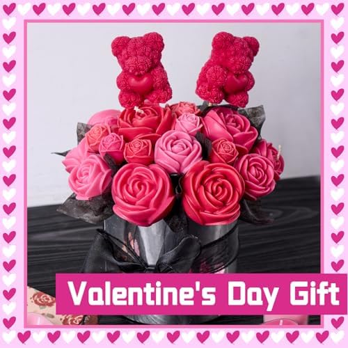 Rose Candle Making Kit with Round Gift Box,DIY Soy Wax Kit (Silvery)
