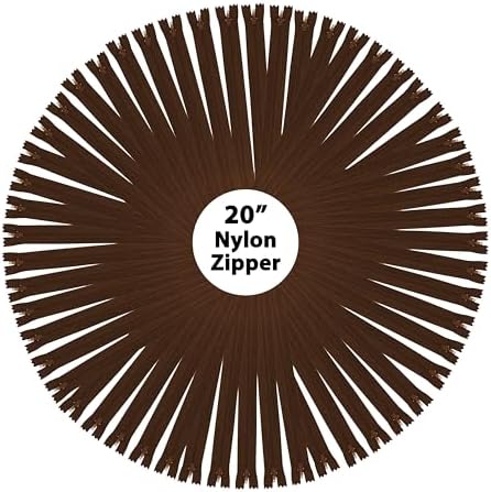 Mandala Crafts 60 PCs Dark Brown Closed-End 20 in Nylon Zippers for Sewing