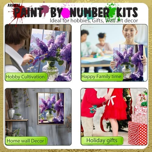 Arpilul Flowers Paint by Number for Adults-Paint by Numbers for Adults Beginner, Adult Paint by Number Kits on Canvas for Home Wall Art Decoration and Gifts 16x20Inch(Z-YH18)
