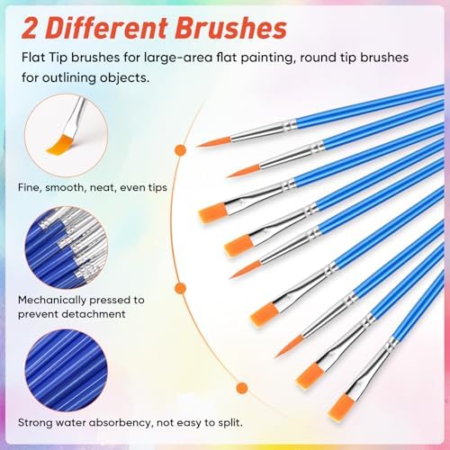 8 Pack Mini Acrylic Paint Set, 12 Colors Acrylic Paint Strips with 16 Brushes, Washable Paint for Kids & Adults Craft, 112 PCS Painting kit for Easter Eggs, Birthday, Party Favor, Classroom Art Gifts