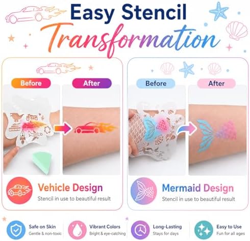 Face Painting Kit, Oil Based Body Paint Waterproof Sweatproof Non-Toxic Facepaint Palette with Brush, Stencil, Sponge, Gem, for Party Halloween 4th of July World Cup
