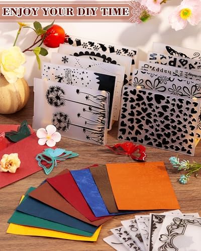 FIVEIZERO 8 Pcs Embossing Folders for Embossing Machine, 5.8 x 4.1 Inch Paper Card Embossing Templates, Love Letter Series for Card Making, Scrapbook, Photo Album & DIY Crafts