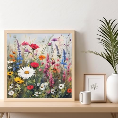 Kalonyth Flowers Framed Paint by Numbers Kit for Adults Beginner 10x10 inch