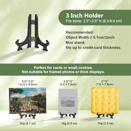 Artliving 3 Inch Black 12pcs/Set Plastic Easels Plate Display Stands Picture Frame Stand Holder
