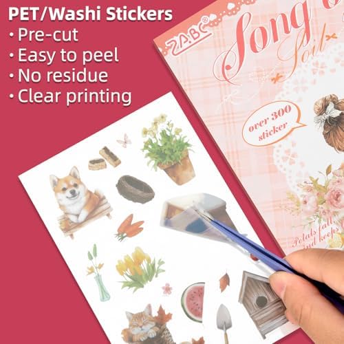 Pastoral Series Sticker Scrapbooking Supplies for Junk Journal, 20 Sheets PET Stickers