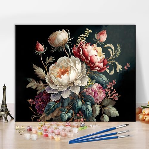 TUMOVO Paint by Numbers Flowers, Vintage Bouquet Adult Paint by Number Kit