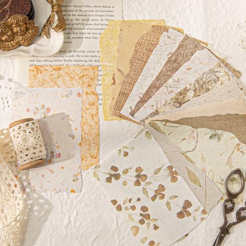 168PCS Vintage Scrapbook Paper Textured Journaling Scrapbooking Supplies Kit Retro Decorative Craft Paper Assorted for Bullet Junk Journals Card Making Crafts, Light Series