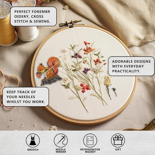 Magnetic Needle Minder Magnet Embroidery Accessories and Supplies Embroidery Needle Holder Cross Stitch Holder Needlework Supplies (Squirrel)
