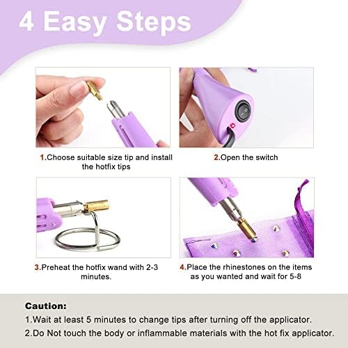 Hotfix Applicator, 7 in 1 Hot Fixed Wand Bedazzler Kit, Rhinestones Setter Wand Tool with 7 Different Tip Sizes, DIY Bedazzler Kit with Rhinestones with Support Stand (American standard (pink))