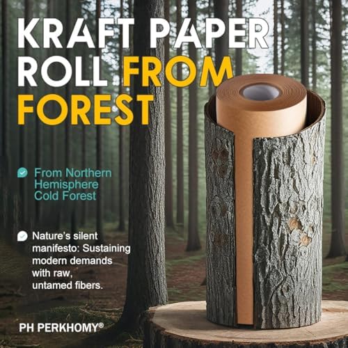 PerkHomy 36" x 2,400" (200') Brown Kraft Paper Roll for Craft Bulletin Board Paper Art Table Covering Crafting Gift Wrapping Bouquet Packing Parcel 70GSM 50LB (Brown, 36" x 200') (Pack of 2)