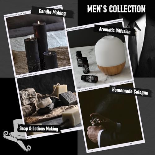 Essential Oils for Men, ARVIDSSON Masculine Essential Oils, Manly Fragrance Oils for Diffuser, Sandalwood, Cedarwood, Leather, Sweet Tobacco, Bay Rum, Myrrh, Gift for Men