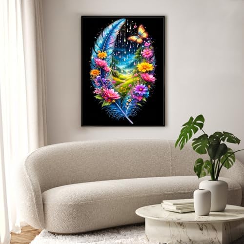 Diamond Art Kits for Adults & Beginners, Feather Diamond Painting Kit