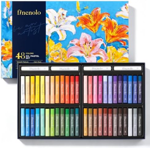 finenolo 48 Colors Oil Pastels, Rich Pigment with 4 Extra White