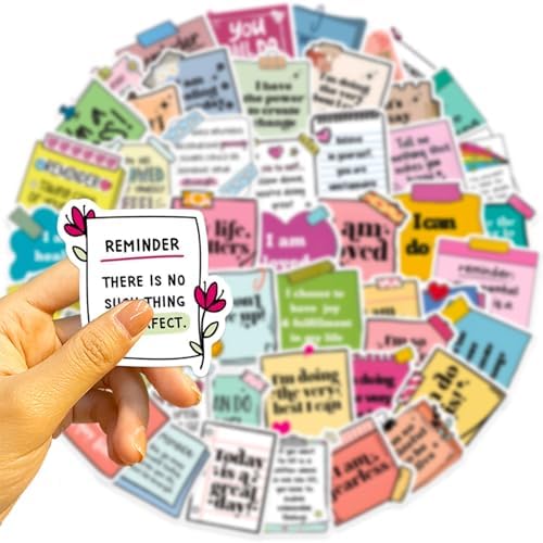 DothRayan Positive Affirmation Stickers, 100PCS Mental Health Inspirational Motivational Encouraging Self Love Care Quote Sticker Pack for Laptops Water Bottles Planners Decals Students Teens Adults