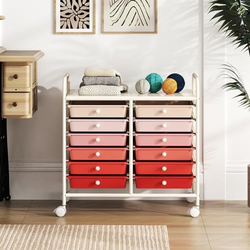 COSTWAY 12-Drawer Rolling Storage Cart, Utility Storage Organizer Cart
