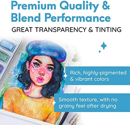 MozArt Japanese Watercolor Paint Set – 40 Colors Metallic & Neon Kit
