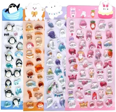 3D Puffy Stickers, Kawaii Resin Decorative Stickers for Phone Case, Notebook, Scrapbooking (Cute Animal)