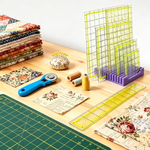 12 Slot Quilting Ruler Holder Sewing Ruler Holder Organizer for Quilting,Storage Rack for Quilting Rulers(Purple)