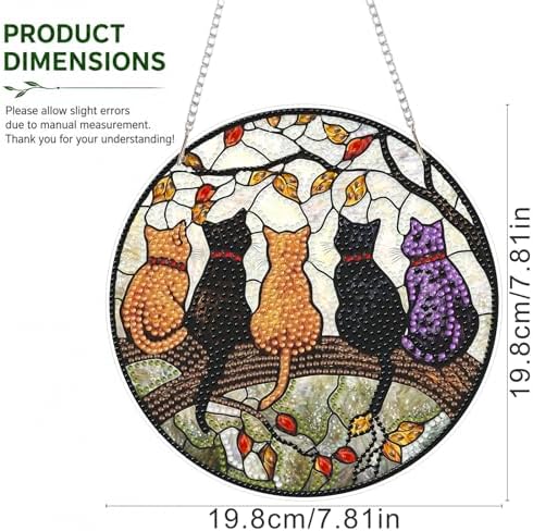 HMZephitiquc Cat Hanging Diamond Art Kits for Adults, Special Shaped Crystal Diamond Painting Suncatchers, 5D Gem Art for Adults, Sun Catchers DIY Craft Kits for Gift Home Decor