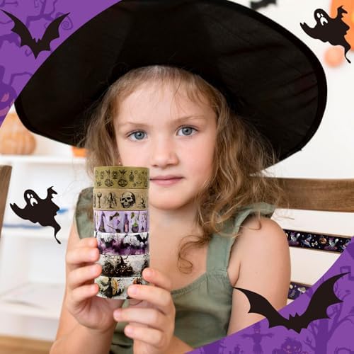 Washi Tape Set 20 Rolls Halloween Witch Decorative Tape Vintage Halloween Masking Tapes for Arts Scrapbooking, Bullet Journaling, DIY Crafts, Planners, Gift Wrapping